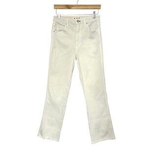 AMO Bella Vintage White Crop Raw Hem Jeans Womens Size 27‎ High Rise Denim